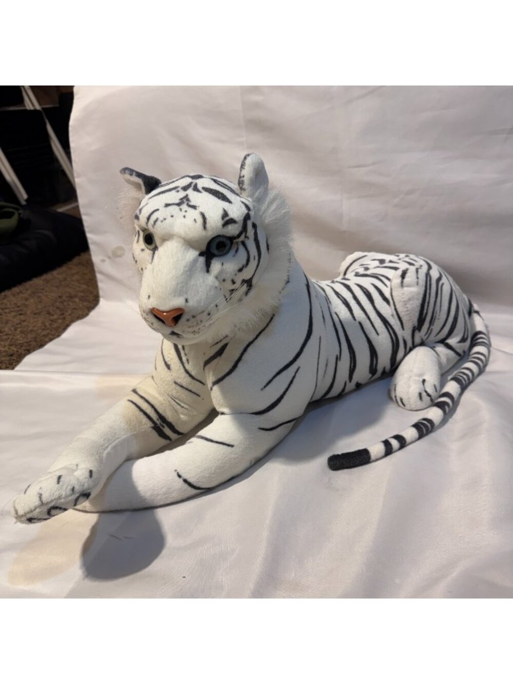 Large Realistic White Bengal Tiger Stuffed Animal Plush Giant Tiger Toy